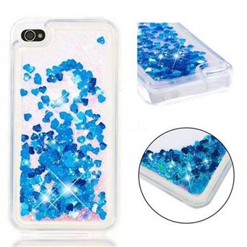 Dynamic Liquid Glitter Quicksand Sequins TPU Phone Case for iPhone 4s 4 - Blue
