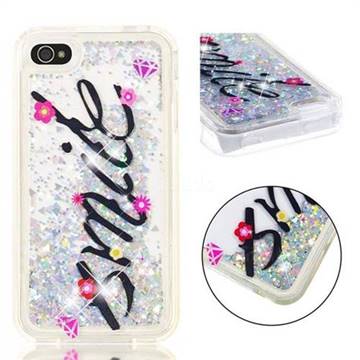 Smile Flower Dynamic Liquid Glitter Quicksand Soft TPU Case for iPhone 4s 4
