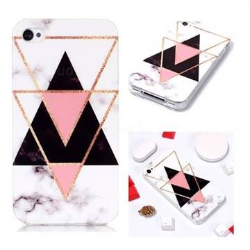 Inverted Triangle Black Soft TPU Marble Pattern Phone Case for iPhone 4s 4