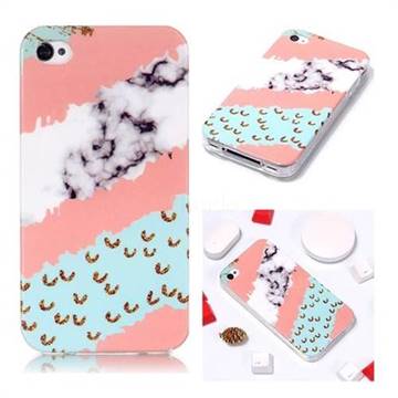 Diagonal Grass Soft TPU Marble Pattern Phone Case for iPhone 4s 4