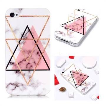 Inverted Triangle Powder Soft TPU Marble Pattern Phone Case for iPhone 4s 4