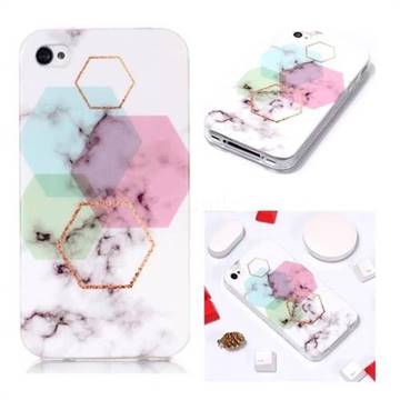 Hexagonal Soft TPU Marble Pattern Phone Case for iPhone 4s 4