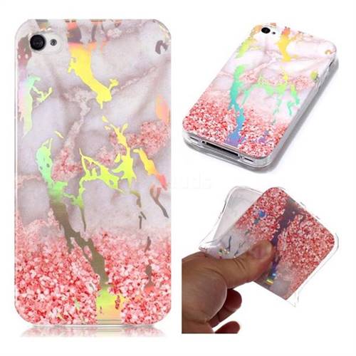 Powder Sandstone Marble Pattern Bright Color Laser Soft TPU Case for iPhone 4s 4
