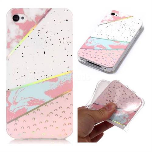 Matching Color Marble Pattern Bright Color Laser Soft TPU Case for iPhone 4s 4