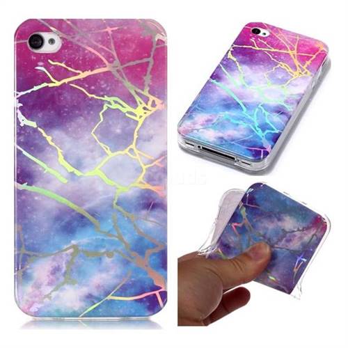 Dream Sky Marble Pattern Bright Color Laser Soft TPU Case for iPhone 4s 4