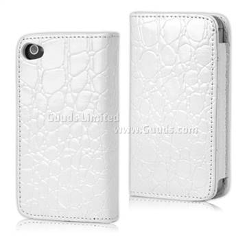 Crocodile Leather Flip Case Cover for iPhone 4 / iPhone 4S - White