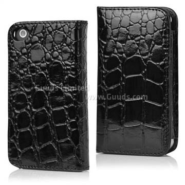 Crocodile Leather Flip Case Cover for iPhone 4 / iPhone 4S - Black