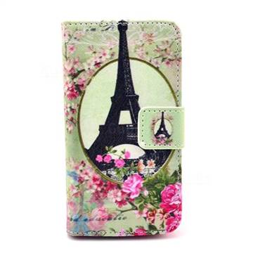 Flower Eiffel Tower Leather Wallet Case for iPhone 4s / iPhone 4