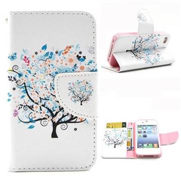 Colorful Tree Leather Wallet Case for iPhone 4s / iPhone 4
