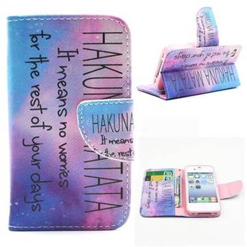 Sky Hakuna Matata Leather Wallet Case for iPhone 4s / iPhone 4