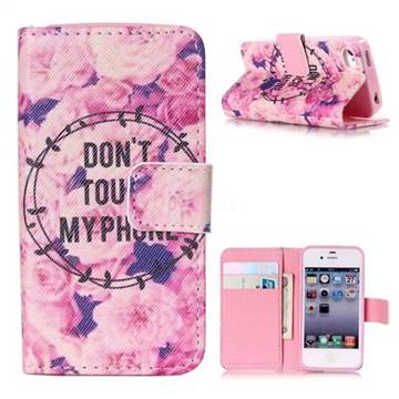 Retro Flowers Leather Wallet Case for iPhone 4s / iPhone 4