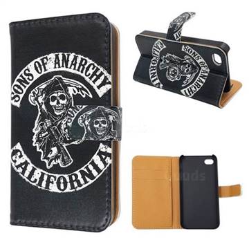 Black Skull Leather Wallet Case for iPhone 4s / iPhone 4