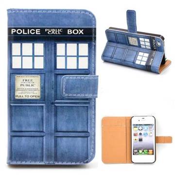 Police Box Leather Wallet Case for iPhone 4s / iPhone 4
