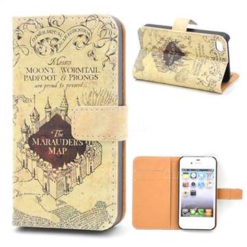 The Marauders Map Leather Wallet Case for iPhone 4s / iPhone 4