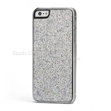 Glittery Sequins Leather Coated Hard Case for iPhone 5 - Silver