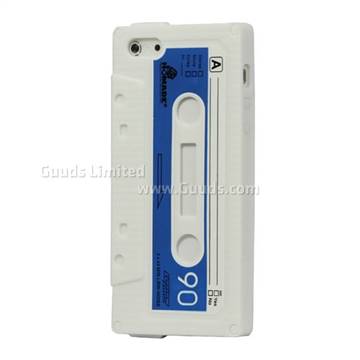 Retro Cassette Tape Design Silicone Soft Case for iPhone 5s / iPhone 5 - White
