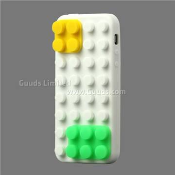 Toy Building Block Style Silicone Case for iPhone 5s / iPhone 5 - White