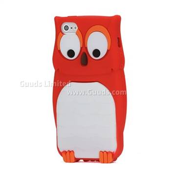 Cute 3D Owl Pattern Silicone Case for iPhone 5 - Red