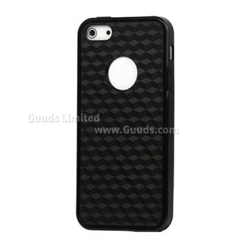 TPU Case Cover for iPhone 5s / iPhone 5 with 3D Cube Square Design - Black