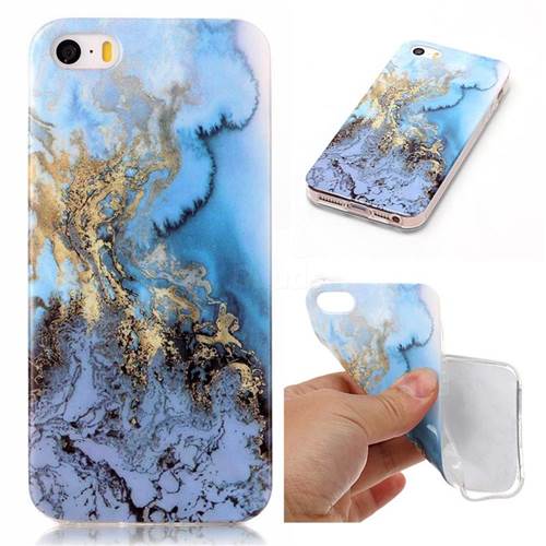 Sea Blue Soft TPU Marble Pattern Case for iPhone SE 5s 5