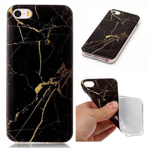Black Gold Soft TPU Marble Pattern Case for iPhone SE 5s 5