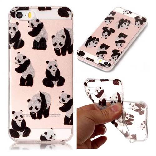 Naughty Panda Super Clear Flash Powder Shiny Soft TPU Back Cover for iPhone SE 5s 5