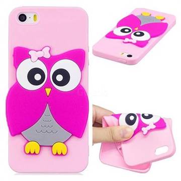 Pink Owl Soft 3D Silicone Case for iPhone SE 5s 5