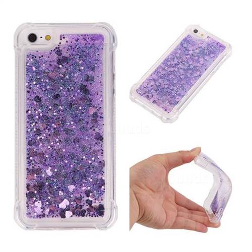 Dynamic Liquid Glitter Sand Quicksand Star TPU Case for iPhone SE 5s 5 - Purple