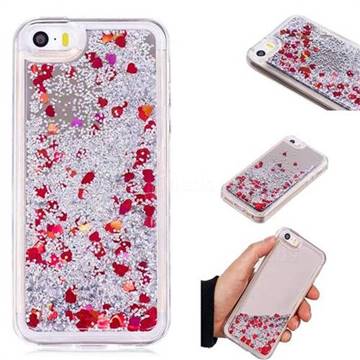 Glitter Sand Mirror Quicksand Dynamic Liquid Star TPU Case for iPhone SE 5s 5 - Red
