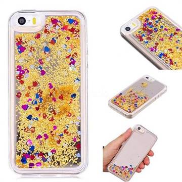 Glitter Sand Mirror Quicksand Dynamic Liquid Star TPU Case for iPhone SE 5s 5 - Yellow