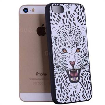 Snow Leopard 3D Embossed Relief Black Soft Back Cover for iPhone SE 5s 5