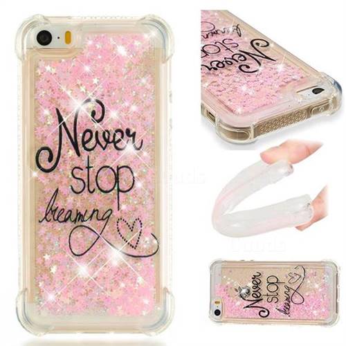 Never Stop Dreaming Dynamic Liquid Glitter Sand Quicksand Star TPU Case for iPhone SE 5s 5