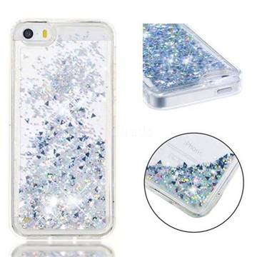 Dynamic Liquid Glitter Quicksand Sequins TPU Phone Case for iPhone SE 5s 5 - Silver