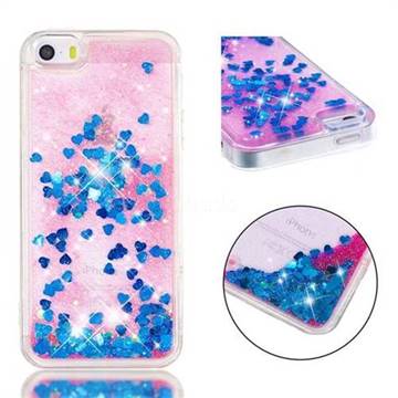 Dynamic Liquid Glitter Quicksand Sequins TPU Phone Case for iPhone SE 5s 5 - Blue