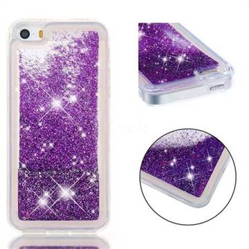 Dynamic Liquid Glitter Quicksand Sequins TPU Phone Case for iPhone SE 5s 5 - Purple
