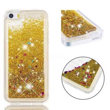 Dynamic Liquid Glitter Quicksand Sequins TPU Phone Case for iPhone SE 5s 5 - Golden