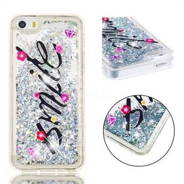 Smile Flower Dynamic Liquid Glitter Quicksand Soft TPU Case for iPhone SE 5s 5