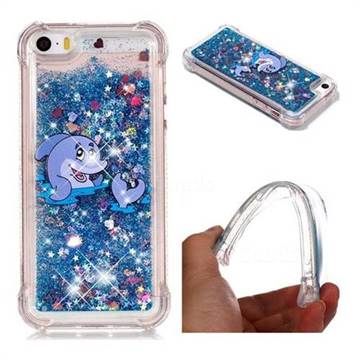 Happy Dolphin Dynamic Liquid Glitter Sand Quicksand Star TPU Case for iPhone SE 5s 5