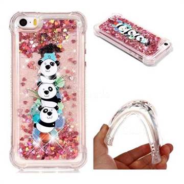 Three Pandas Dynamic Liquid Glitter Sand Quicksand Star TPU Case for iPhone SE 5s 5