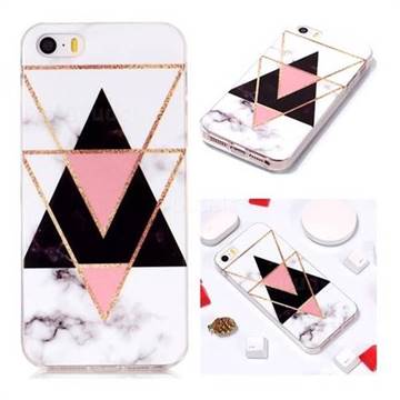 Inverted Triangle Black Soft TPU Marble Pattern Phone Case for iPhone SE 5s 5