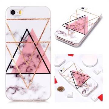 Inverted Triangle Powder Soft TPU Marble Pattern Phone Case for iPhone SE 5s 5