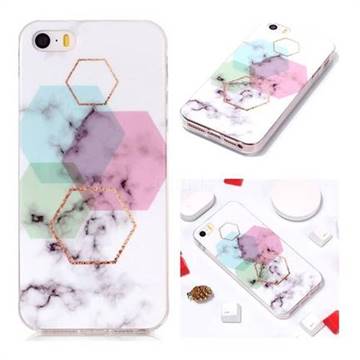Hexagonal Soft TPU Marble Pattern Phone Case for iPhone SE 5s 5
