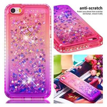 Diamond Frame Liquid Glitter Quicksand Sequins Phone Case for iPhone SE 5s 5 - Pink Purple