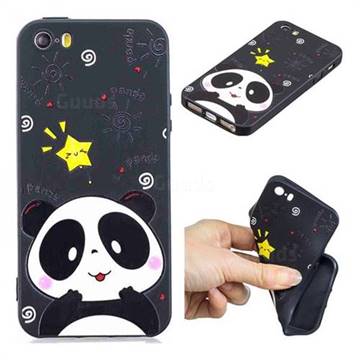 Cute Bear 3D Embossed Relief Black TPU Cell Phone Back Cover for iPhone SE 5s 5