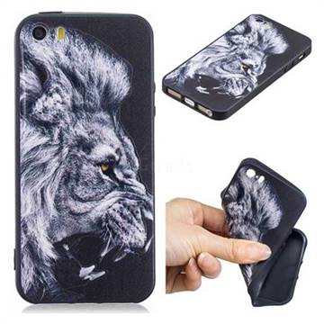 Lion 3D Embossed Relief Black TPU Cell Phone Back Cover for iPhone SE 5s 5