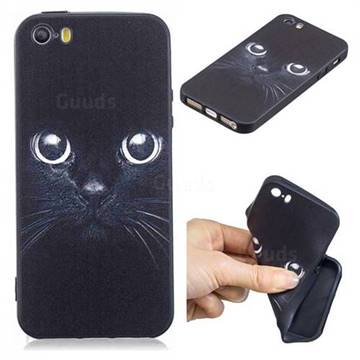 Bearded Feline 3D Embossed Relief Black TPU Cell Phone Back Cover for iPhone SE 5s 5