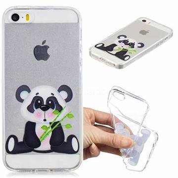 Bamboo Panda Clear Varnish Soft Phone Back Cover for iPhone SE 5s 5