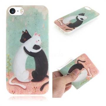 Black and White Cat IMD Soft TPU Cell Phone Back Cover for iPhone SE 5s 5