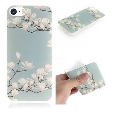 Magnolia Flower IMD Soft TPU Cell Phone Back Cover for iPhone SE 5s 5