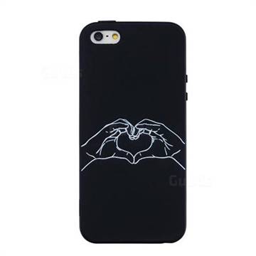 Heart Hand Stick Figure Matte Black TPU Phone Cover for iPhone SE 5s 5